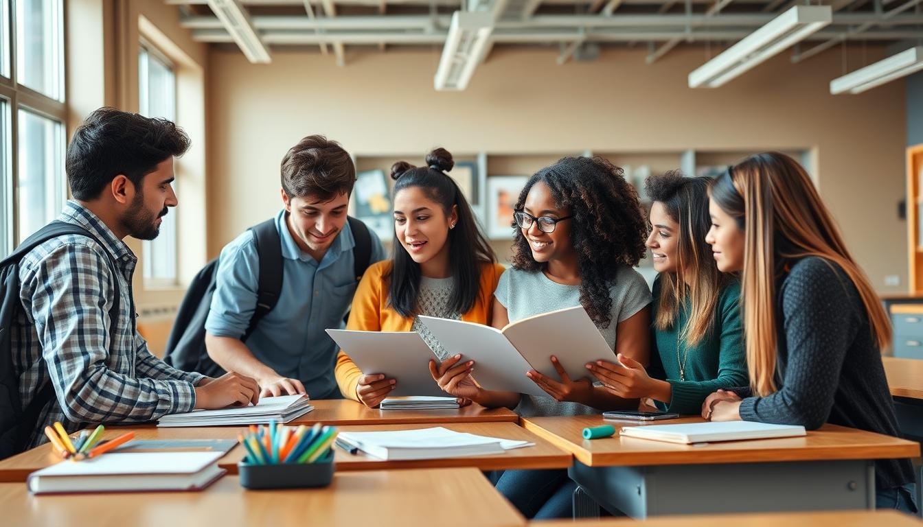 Students collaborating in study space