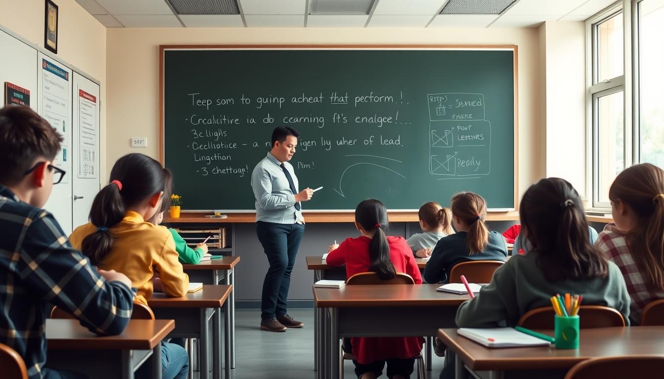 Students studying together in modern classroom